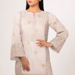 Beige cotton straight Pakistani dress in USA by Sapphire online collection