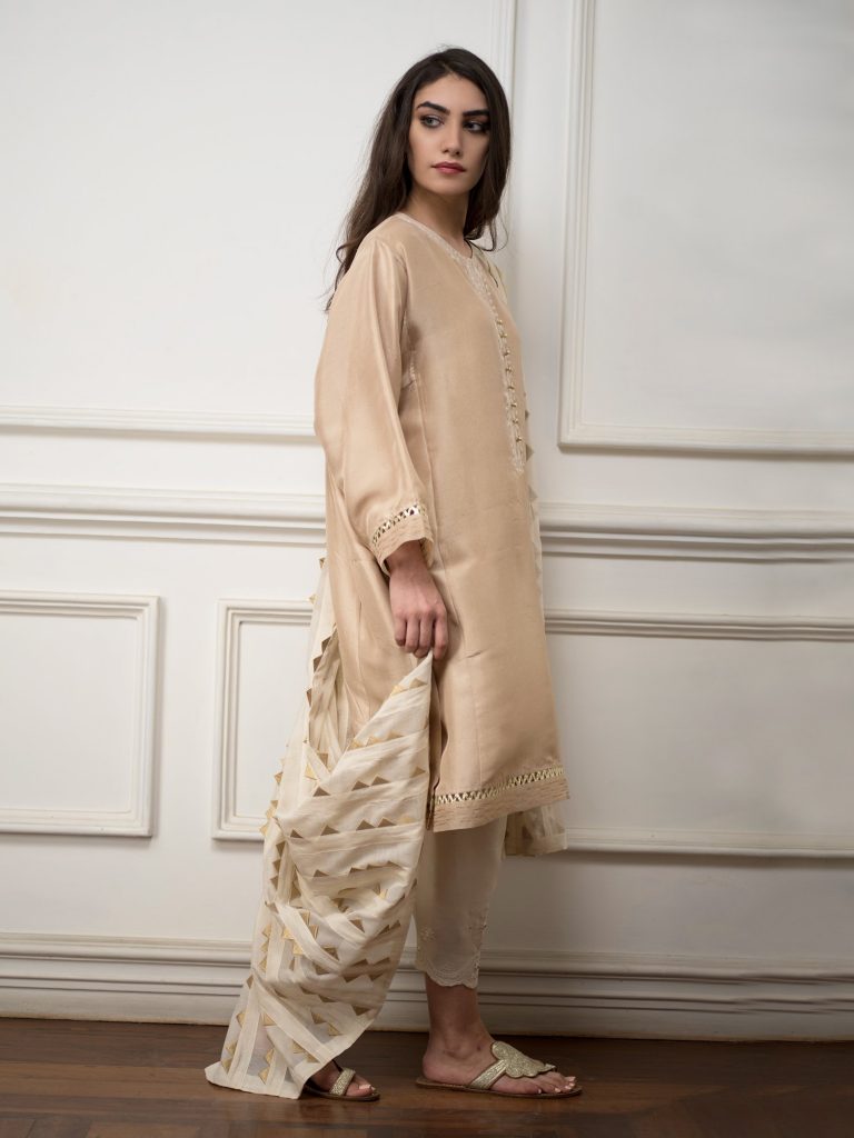 Beautiful cream Pakistani semi formal dress by Misha Lakhani online ...