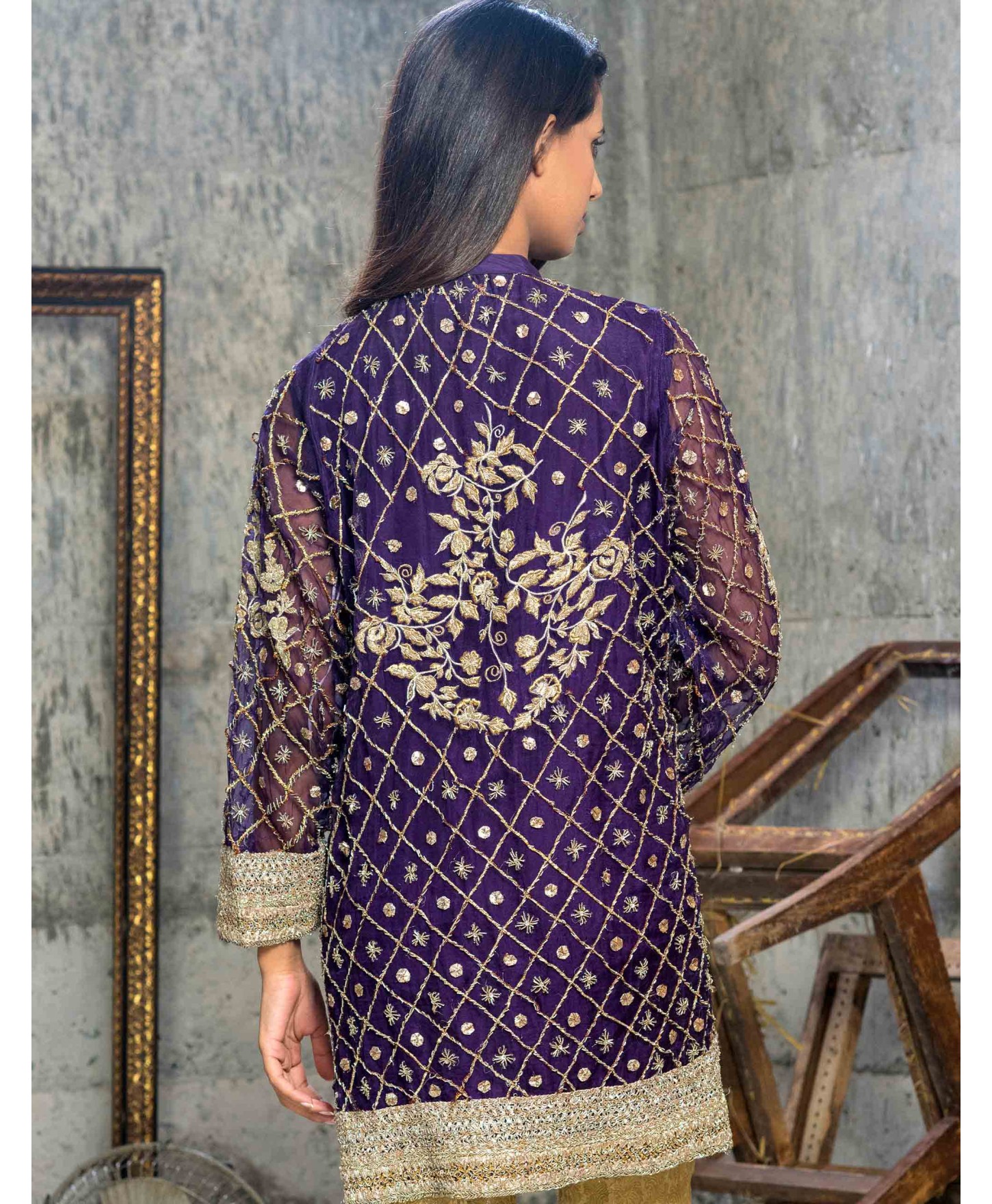 Buy this pretty  best Pakistani dress by Crates by Pasho online in purple