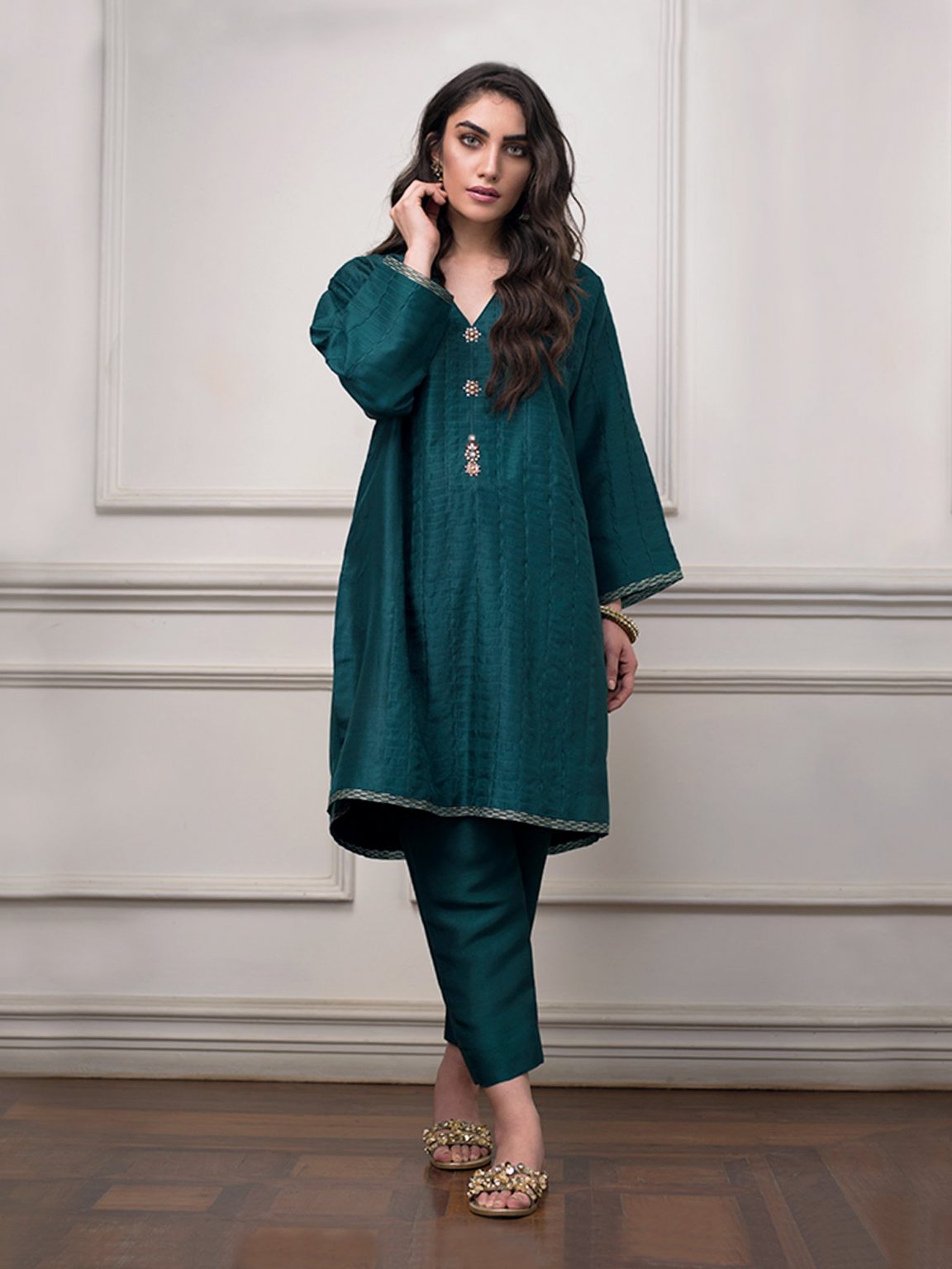Emerald green silk Pakistani wedding dress by Misha Lakhani 2018 ...