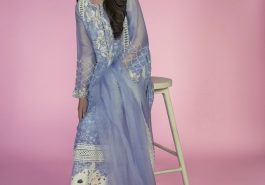 Ice blue chiffon embroidered Pakistani eid dress by Mina Hasan