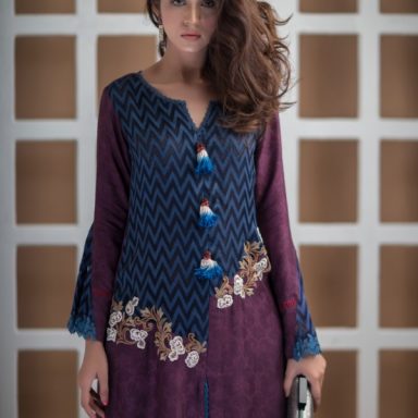 Black olive silk three piece Pakistani embroidery dress by Umsha ...