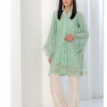 Pakistani cotton suit by Cartes by Pasho has a ravishing slushy mint shirt.