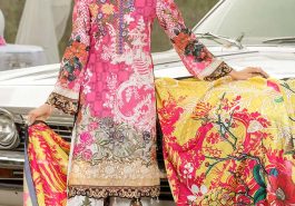 Pretty pink three piece unstitched Pakistani suit by Sifona