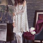 Ravishing and adorned Grey Pakistani chiffon suit by Annus Abrar