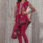 Red hot embellished Pakistani formal dress by Annus Abrar officials