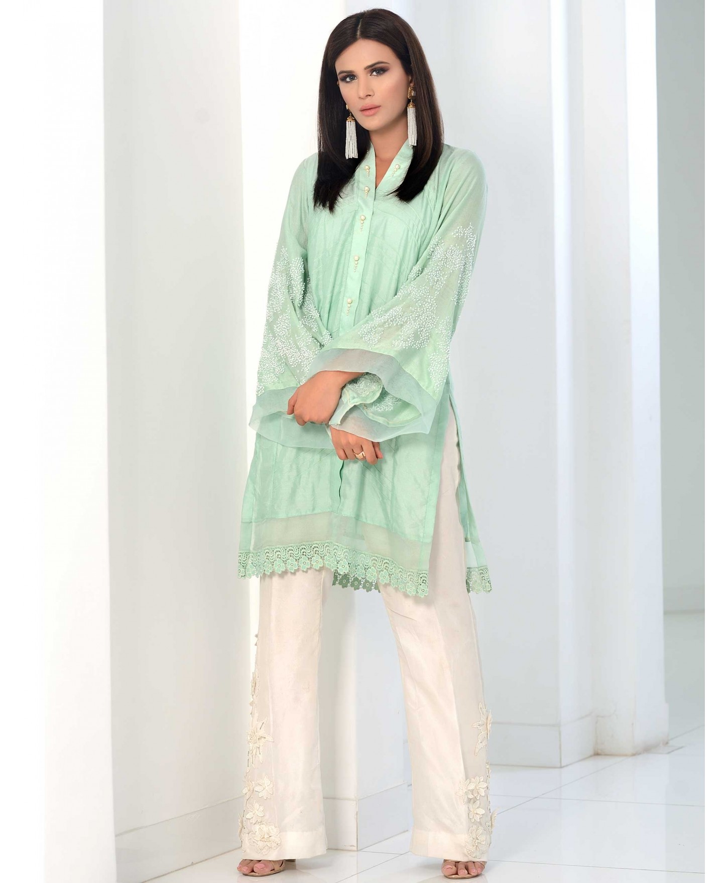 Slushy mint charming Pakistani cotton suit by Crates by Pasho