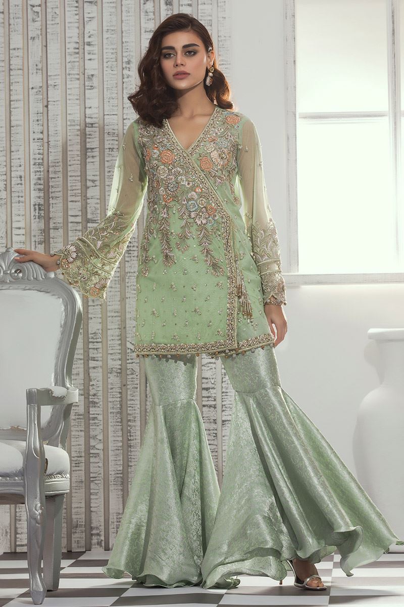 A beautiful Pakistani three piece dress in light green