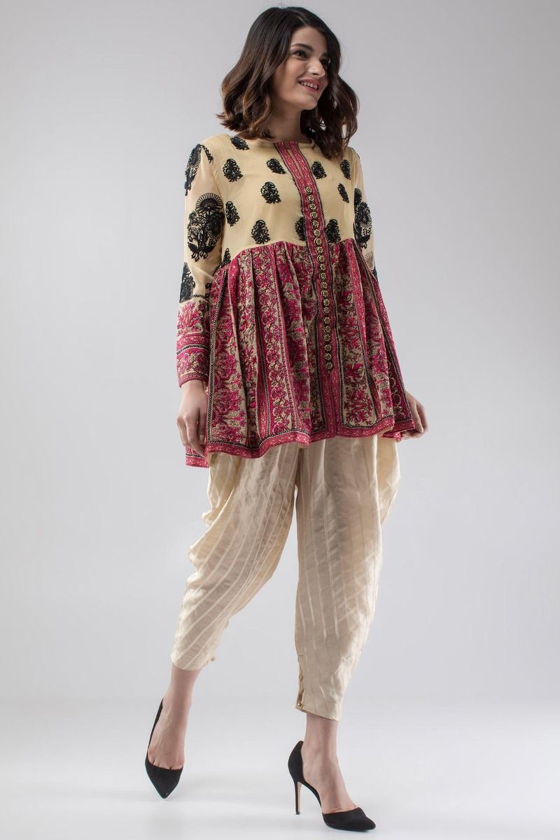 Heavy Embroidered Pure Chiffon Rajasthani Top by Khaadi