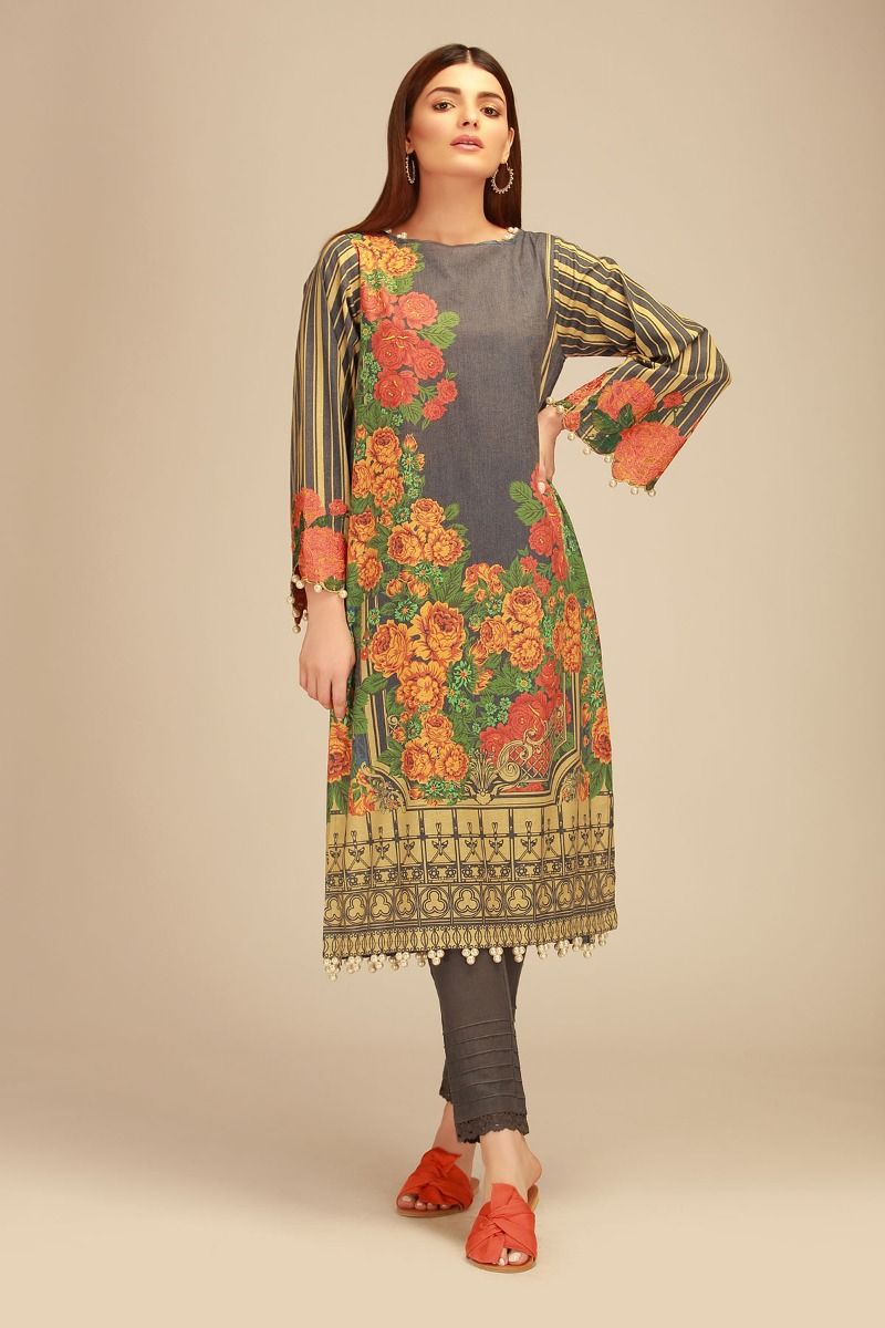 Khaadi  Linen  Embroidered stitched Pakistani  salwar kameez to clear now £25 