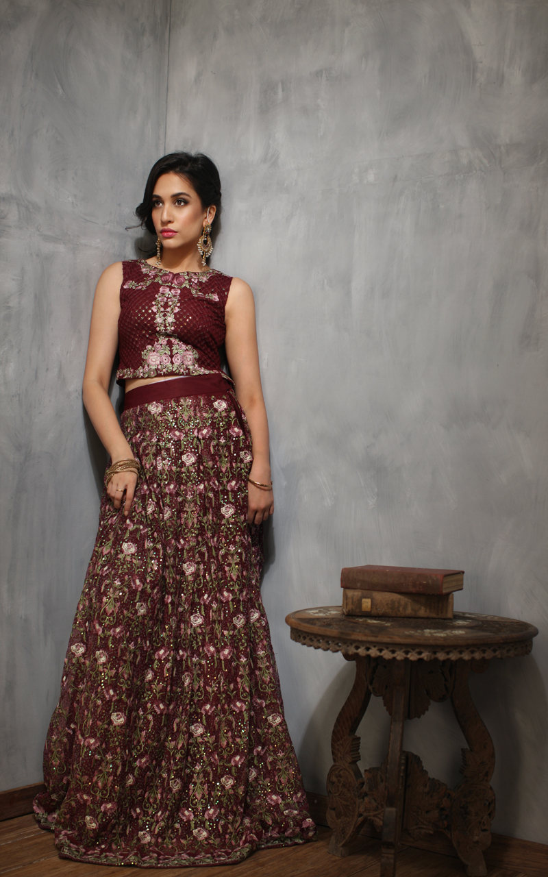 Red Lehenga and Blouse for Women to attend a Pakistani Wedding by Threads and Motifs