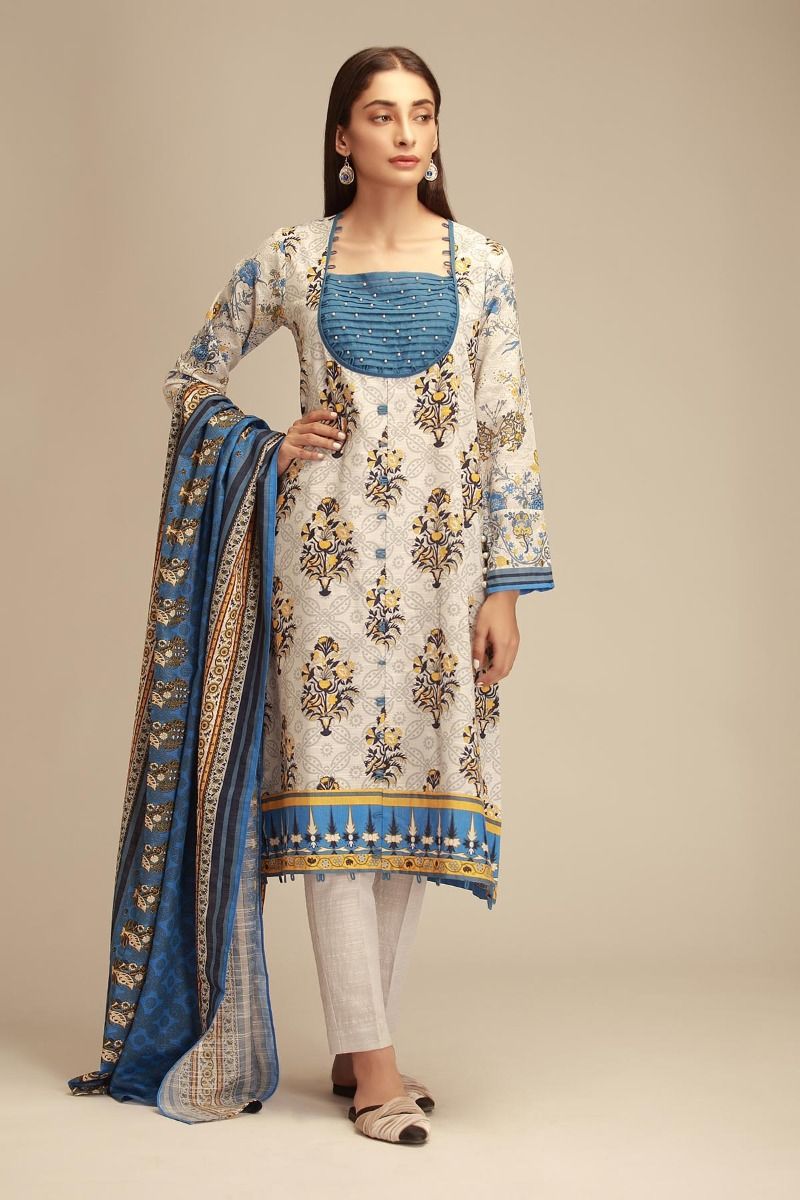 Sweatheart Neckline Pakistani Anarkali Suit by Khaadi Winter Collection