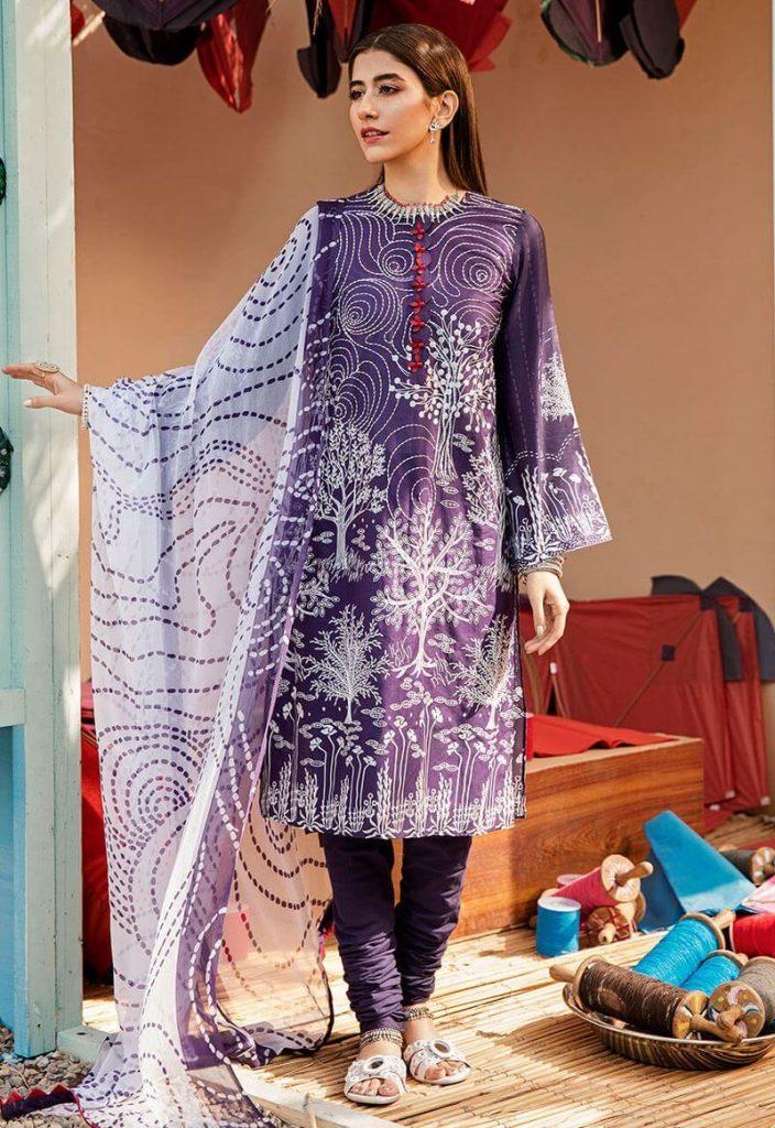 Unstitched Lawn Suit with Choridaar by Cross Stitch Eid Collection 2019