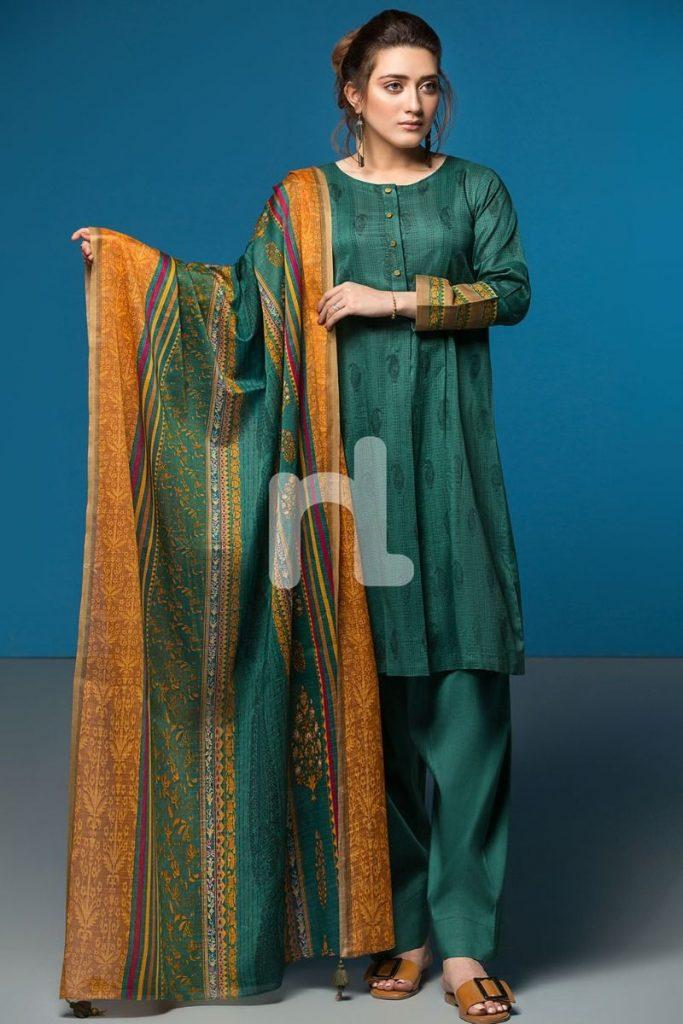 Nishat Linen Elegant Green Dress
