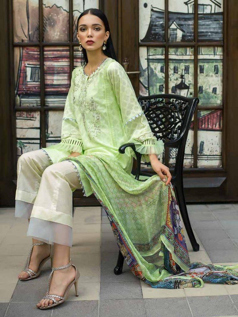 Gul Ahmed Alluring Light Green Eid Dress