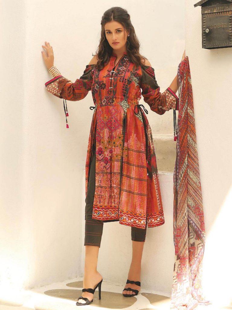 Edenrobe Unstitched Lawn Dress with Embroidery