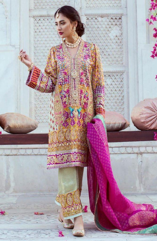 Farah Talib Aziz Mehndi Outfit for Pakistani Weddings