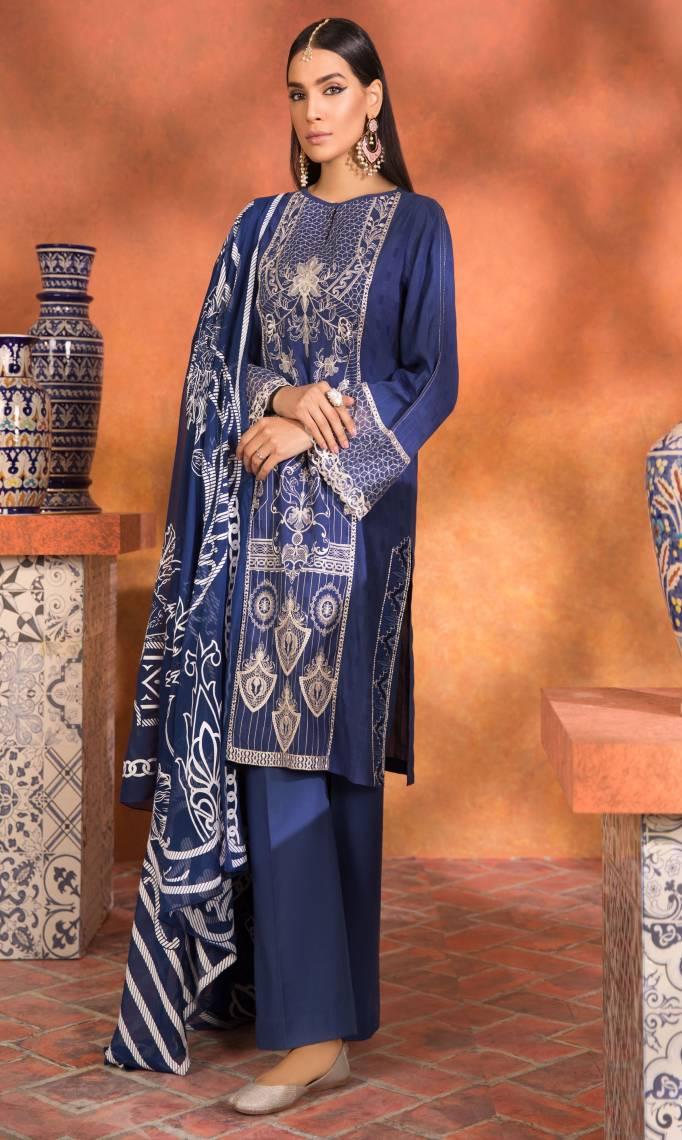 Sapphire Embroidered Lawn Dress at SALE