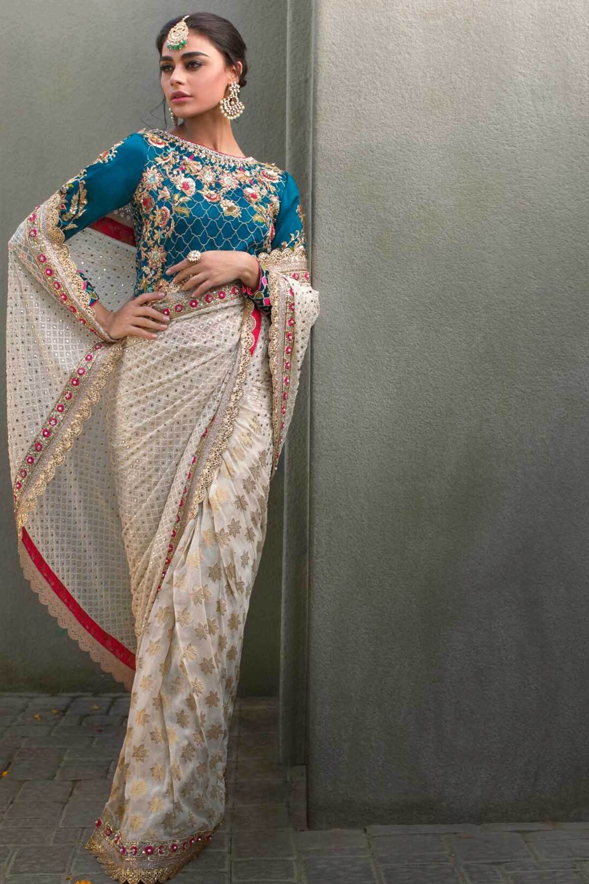 Saree Indian Sari Wedding Wear Designer Fancy Pakistani Silk Saree Blouse New ME 