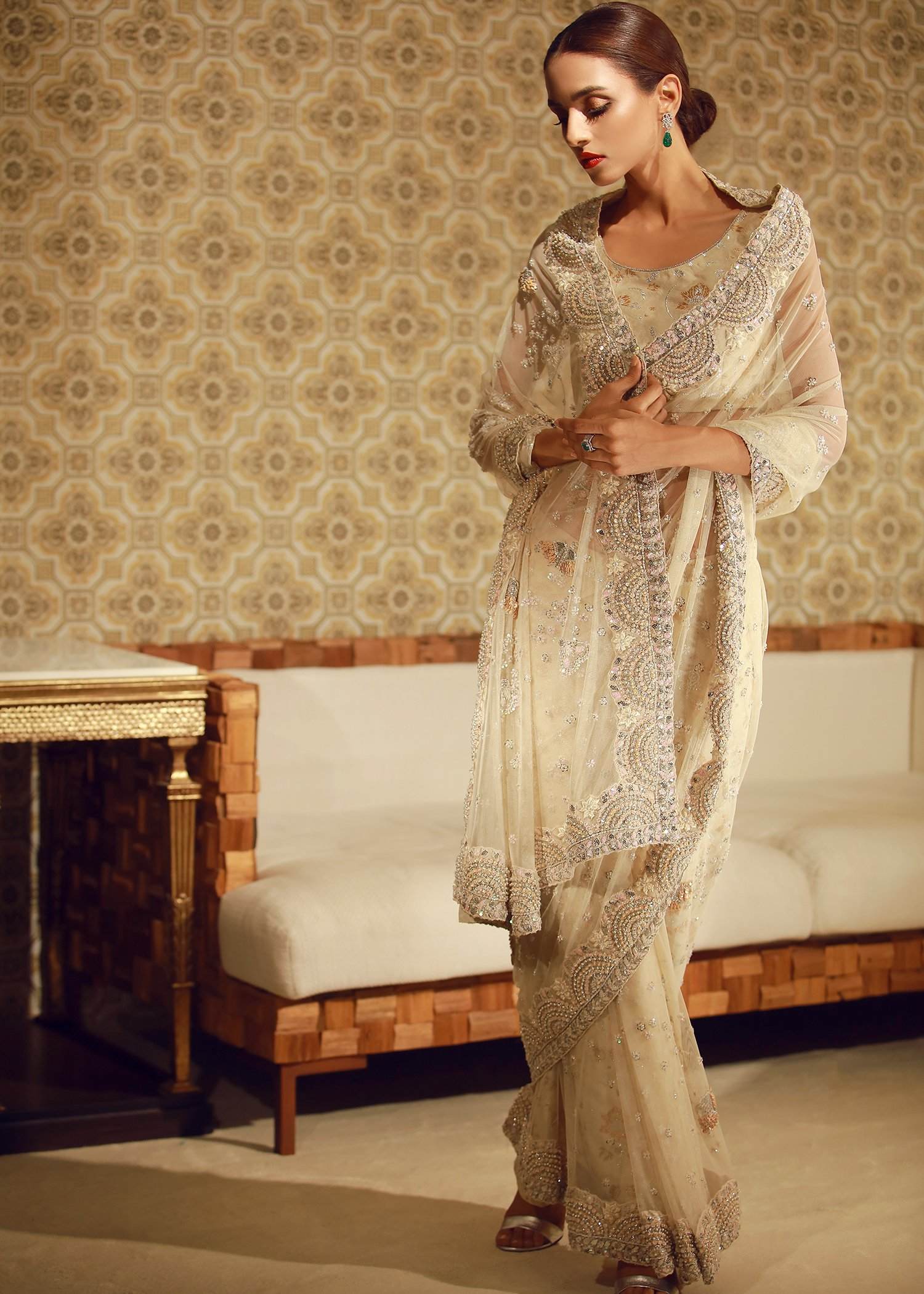 Tena Durrani Designer Pakistani Bridal Saree 2019