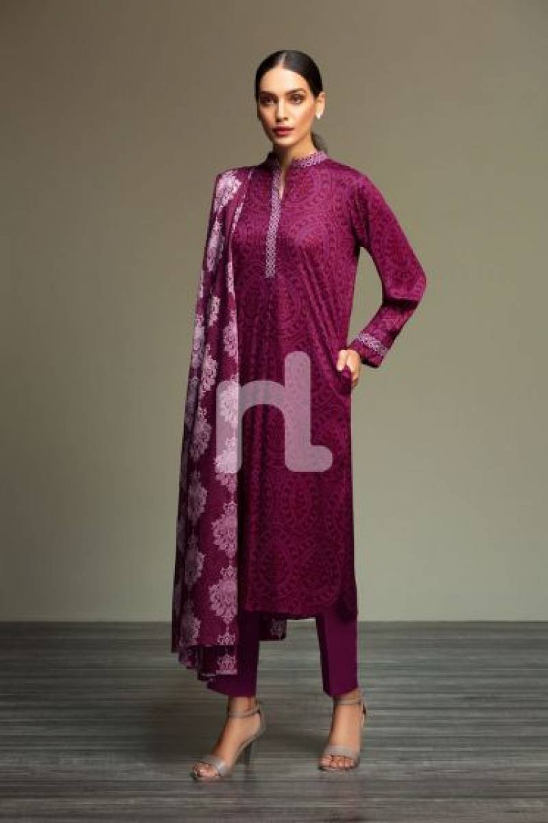 Nishat Linen Purple Unstitched Dress