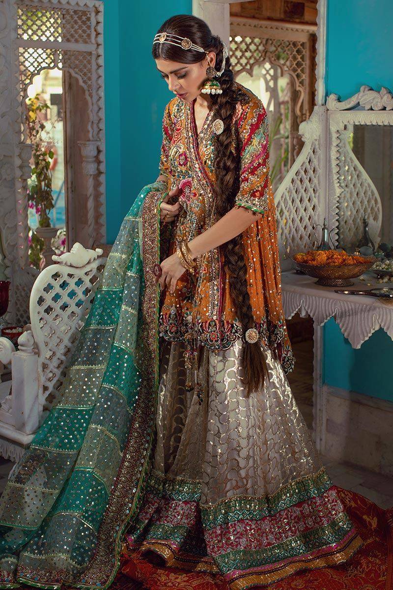 Annus Abrar Angrakha Style Bridal Mehndi Dress