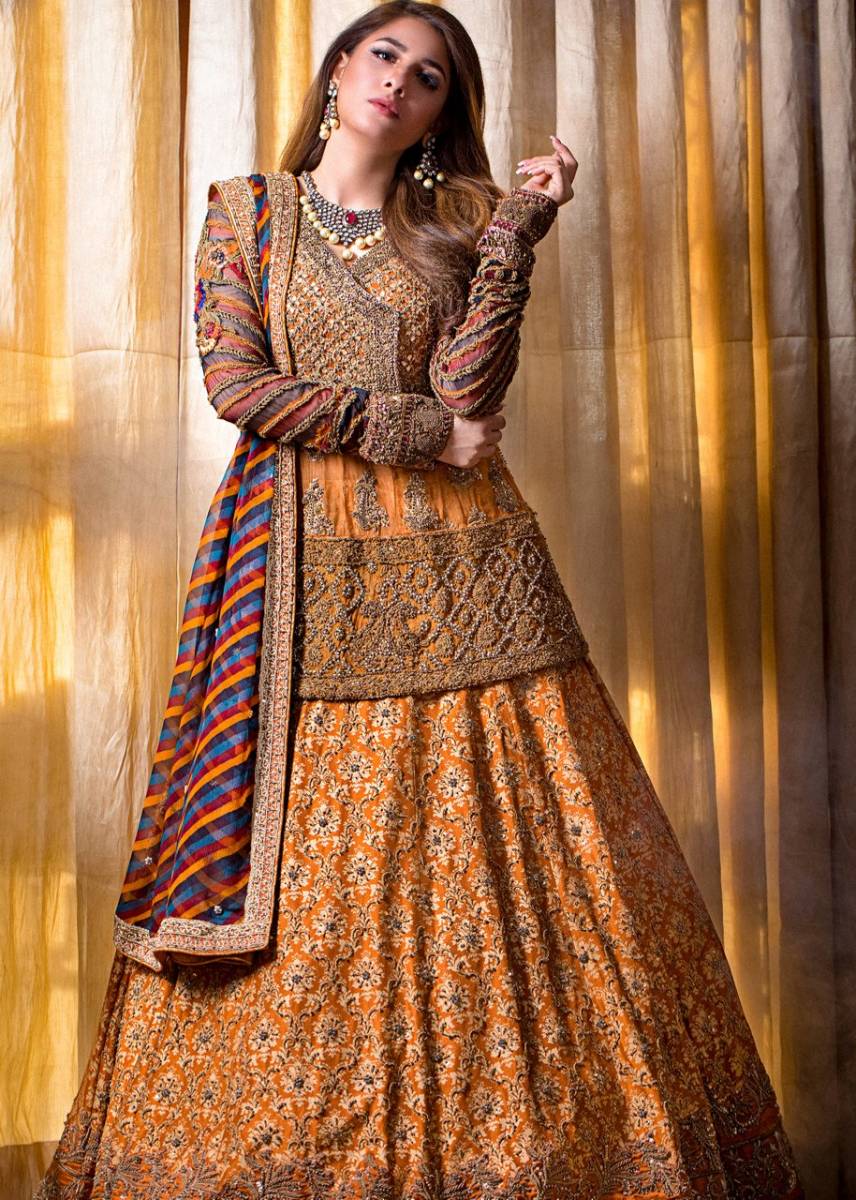 Peplum Mehndi Dress for Pakistani Brides by HSY Latest Bridal Collection