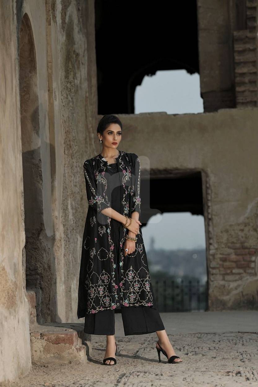 Embroidered Silk Suit by Nishat