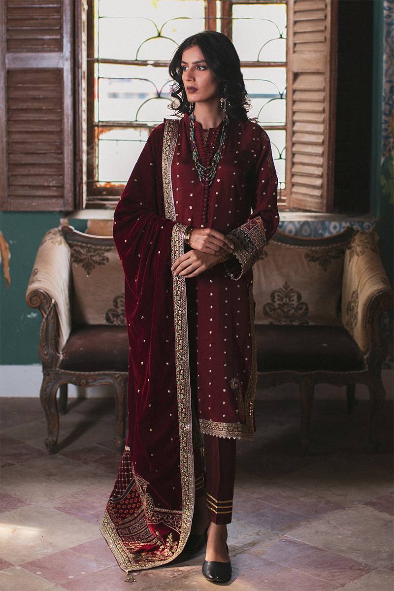 Maroon Silk Wedding Dress