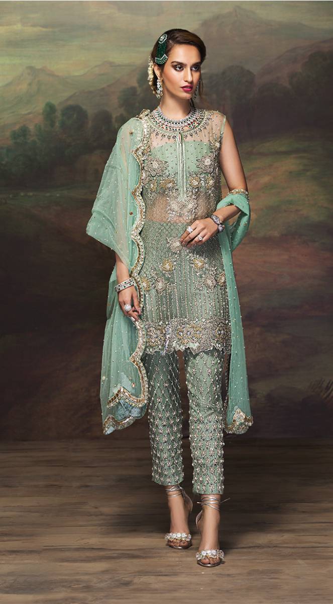 Traditional Green Mehndi Dress for Guests
