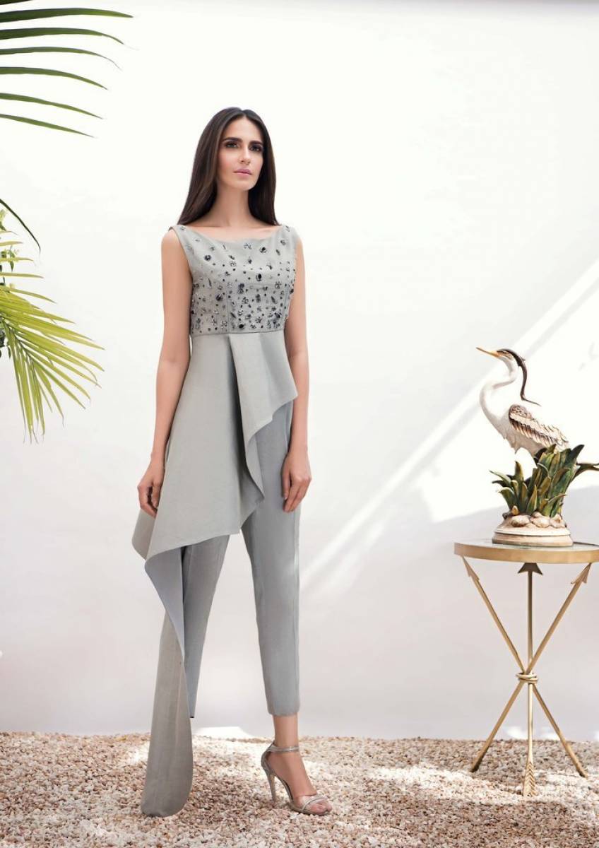 Asymmetrical Peplum Outfit by Ayesha and Usman