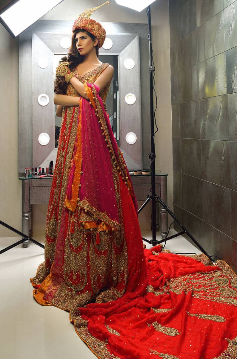 Colorful Pakistani Wedding Dress by Designer Maha Osman