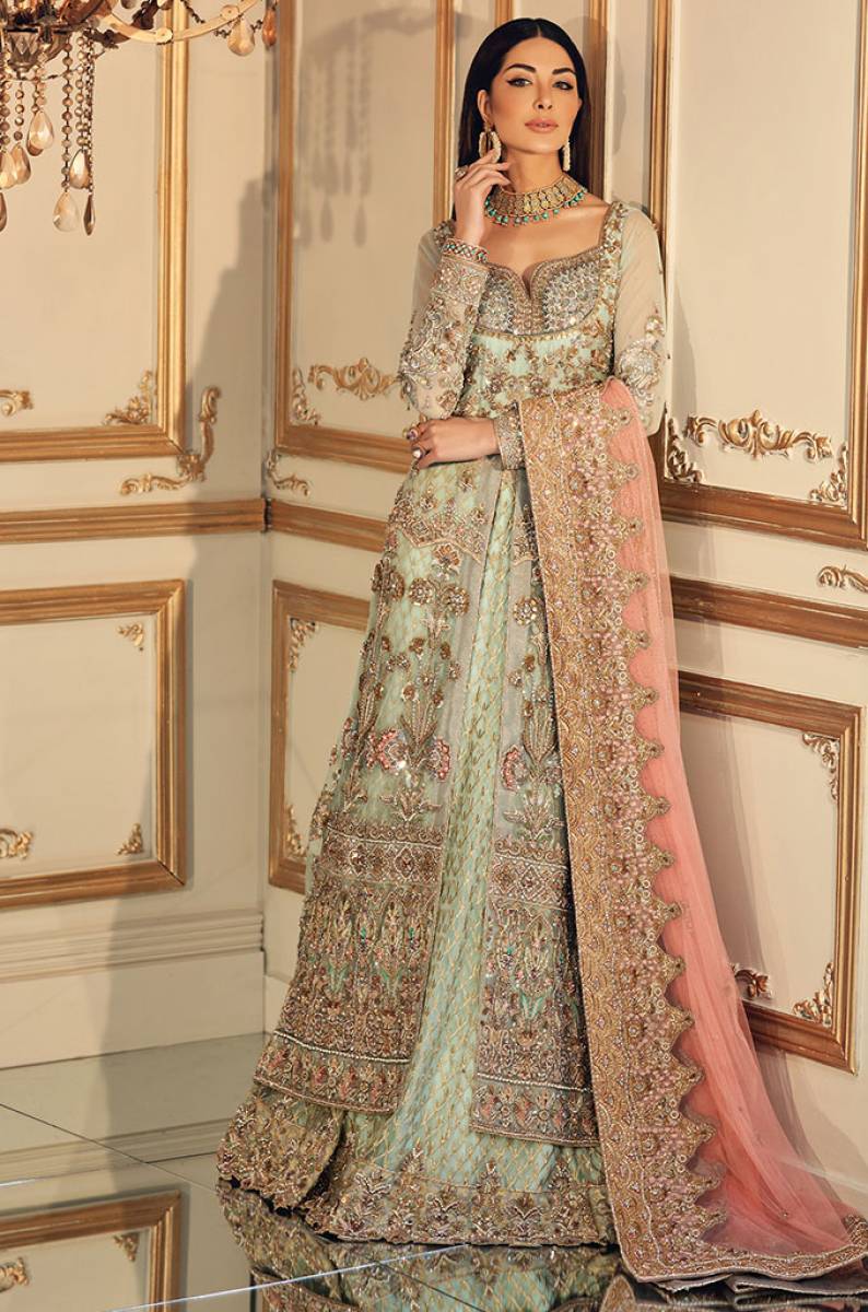 Front Open Bridal Gown by Pakistani Designer