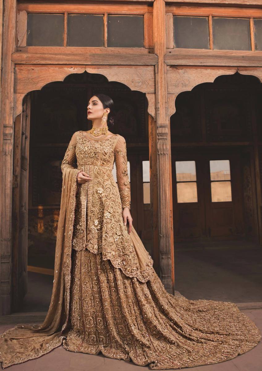 Gold Bridal Wear by Ayesha and Usman