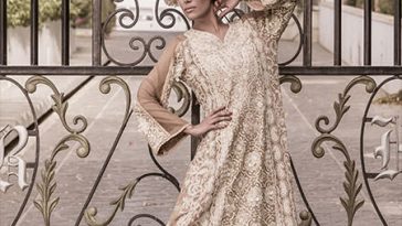 Off Whit Maxi Style Bridal Suit by Shamaeel Ansari