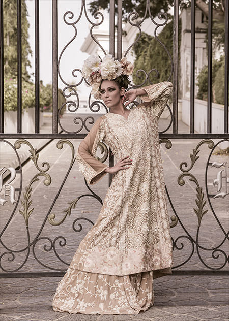 Off Whit Maxi Style Bridal Suit by Shamaeel Ansari