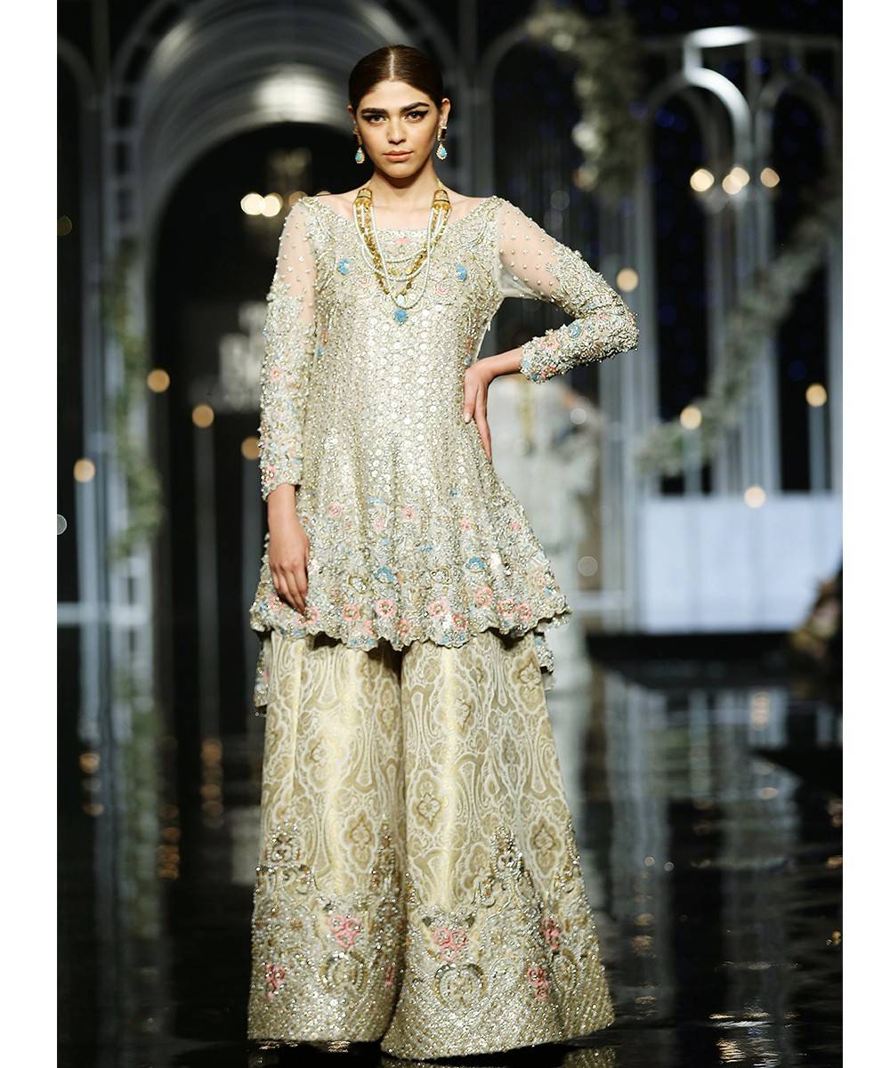 Peplum Gharara Bridal Suit by Murtaza Hussain